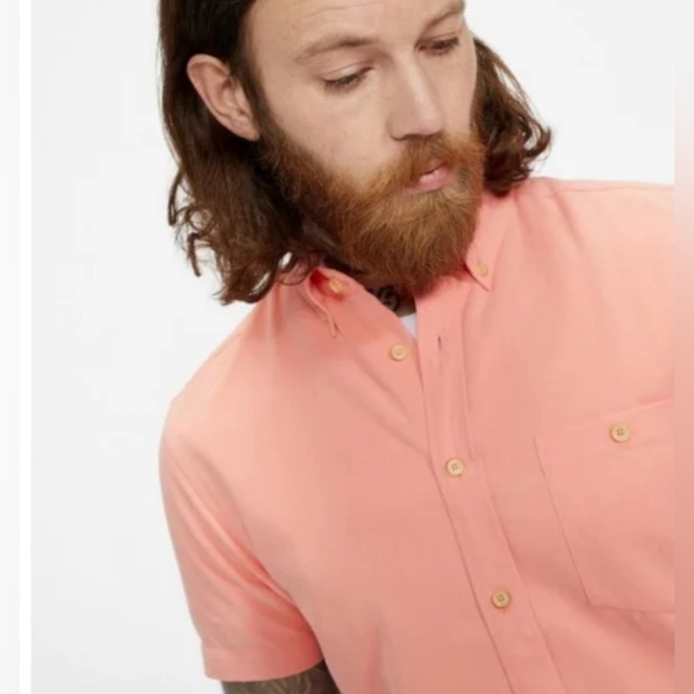 Ted Baker Kostume Dobby Shirt Coral Modal Short Sleeve Shirt Size 2 Small - Picture 4 of 13